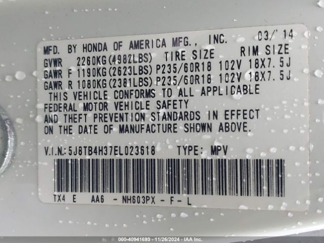 5J8TB4H37EL023618 Acura RDX