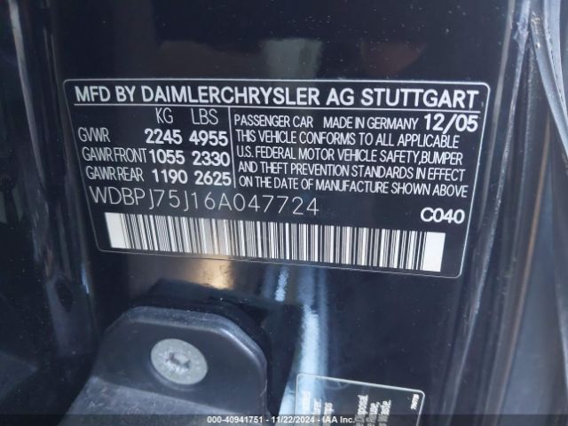 2006 MERCEDES-BENZ CL 500 WDBPJ75J16A047724 Photo 8