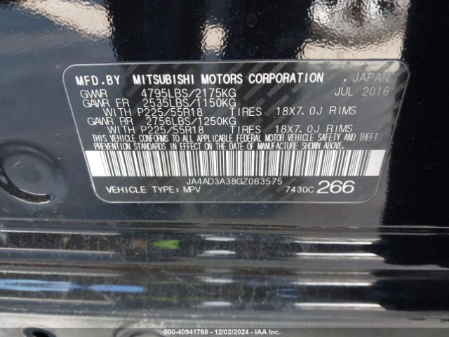 2016 MITSUBISHI OUTLANDER JA4AD3A38GZ063575 Photo 8