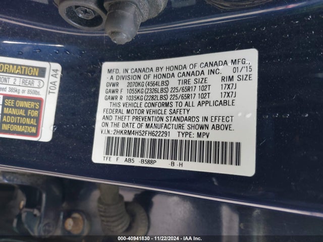 Honda CR-V EX 2015 2HKRM4H52FH622291 Image 8