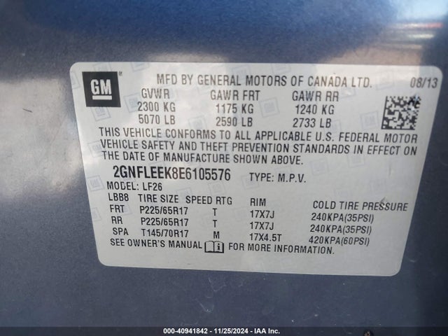 Chevrolet EQUINOX LS 2014 2GNFLEEK8E6105576 Image 9