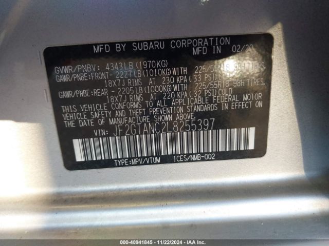 JF2GTANC2L8255397 Subaru Crosstrek Limited
