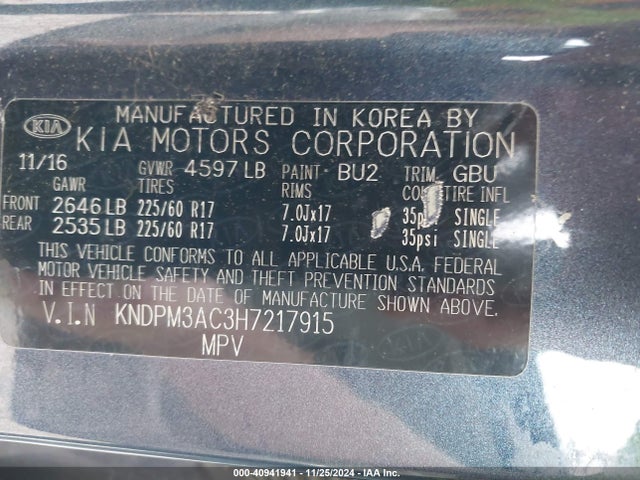 KIA Sportage Lx 2017 KNDPM3AC3H7217915 Image 9