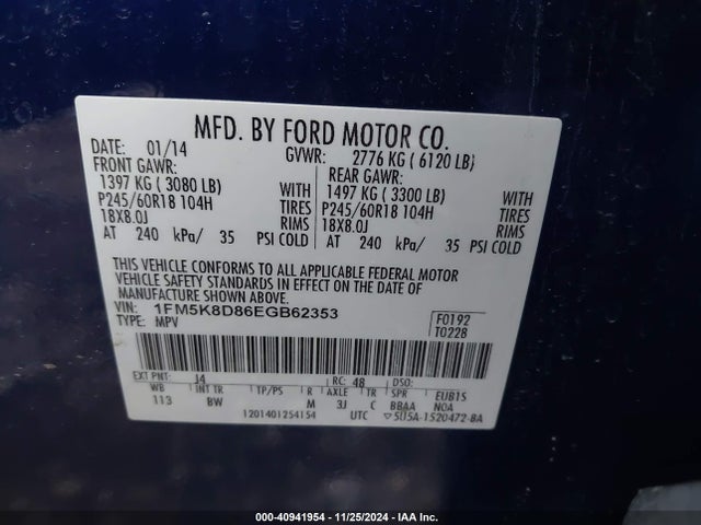 Ford EXPLORER XLT 2014 1FM5K8D86EGB62353 Image 9