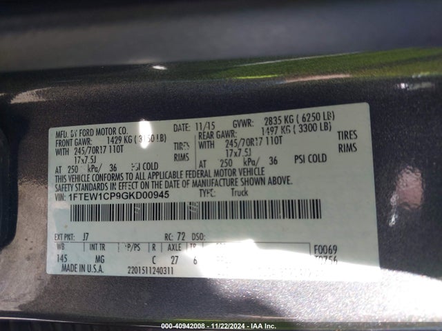 Ford F-150 Xlt 2016 1FTEW1CP9GKD00945 Image 9