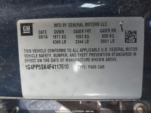 1G4PP5SK4F4117616 Buick Verano