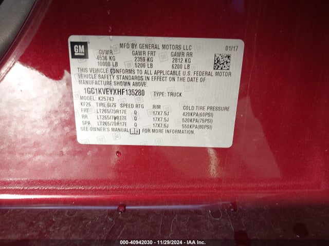 Chevrolet Silverado 2500hd Lt 2017 1GC1KVEYXHF135280 Image 9