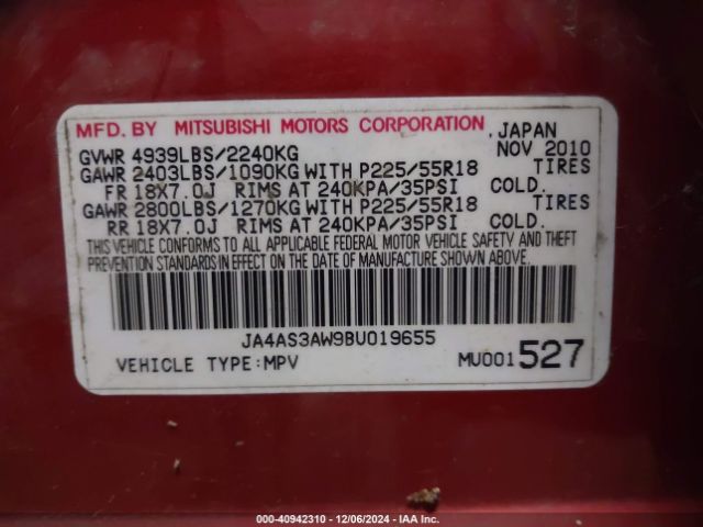 2011 MITSUBISHI OUTLANDER JA4AS3AW9BU019655 Photo 8