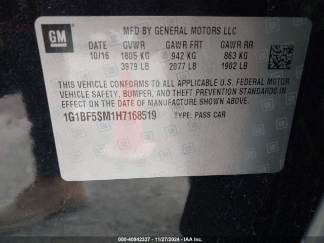 1G1BF5SM1H7168519 Chevrolet Cruze Premier Auto