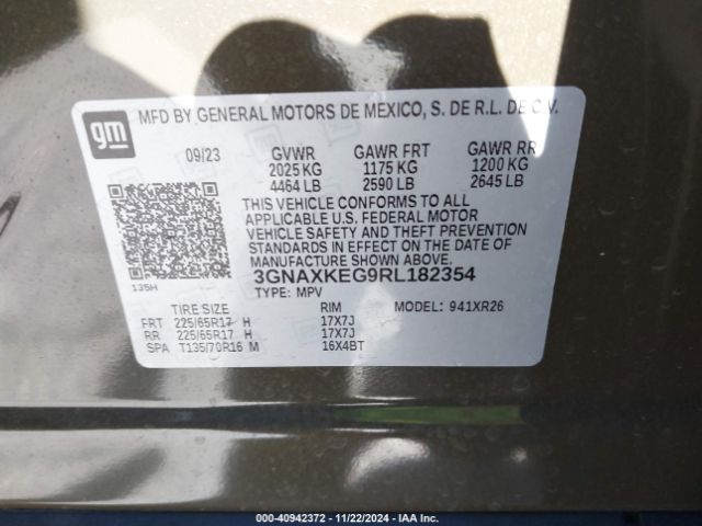 3GNAXKEG9RL182354 Chevrolet Equinox Fwd Lt