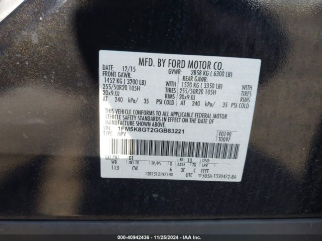 1FM5K8GT2GGB83221 Ford EXPLORER SPORT