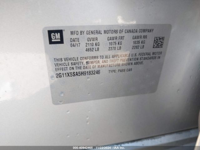 Chevrolet Impala 1fl 2017 2G11X5SA5H9183246 Image 9