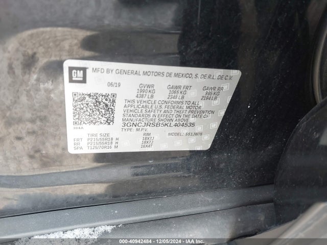 Chevrolet Trax Premier 2019 3GNCJRSB5KL404535 Image 9
