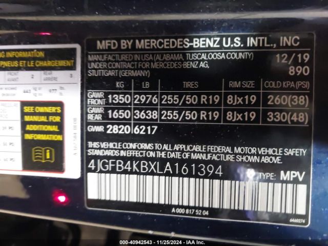 4JGFB4KBXLA161394 Mercedes-Benz Gle 350 4matic