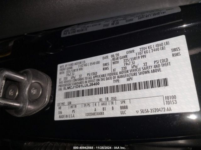 5LMCJ1D91LUL28400 Lincoln Corsair Standard