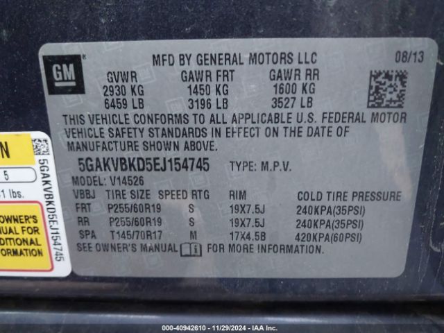 5GAKVBKD5EJ154745 Buick Enclave Leather