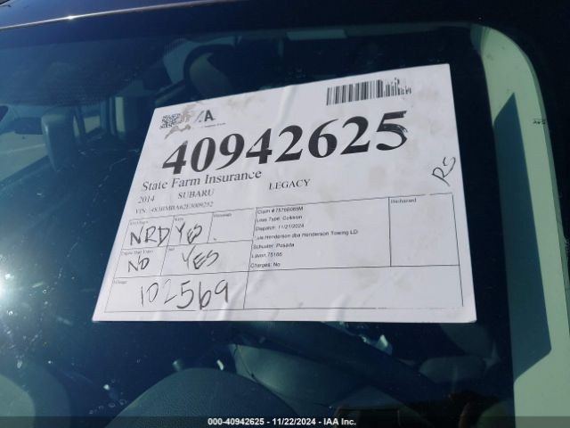 4S3BMBA62E3009252 Subaru Legacy 2.5i