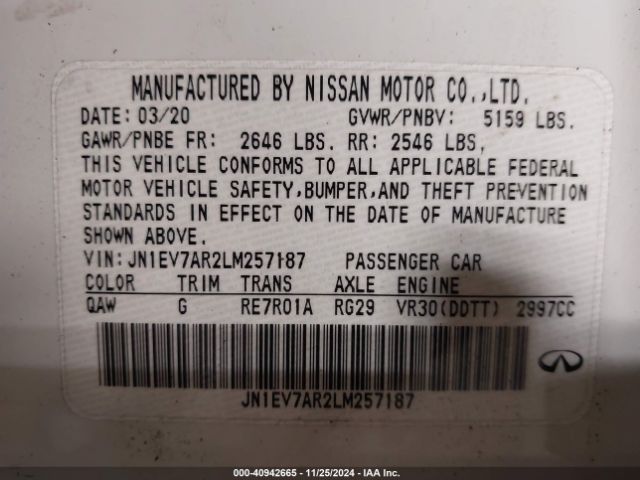 JN1EV7AR2LM257187 Infiniti Q50 Luxe Awd