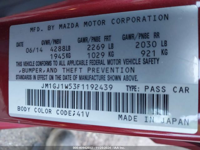 JM1GJ1W53F1192439 Mazda Mazda6 I Grand Touring