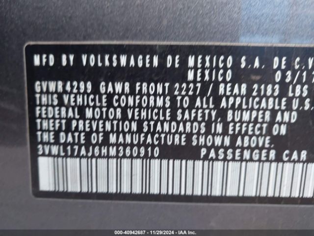 3VWL17AJ6HM360910 Volkswagen Jetta 1.8t Sel/1.8t Sel Premium