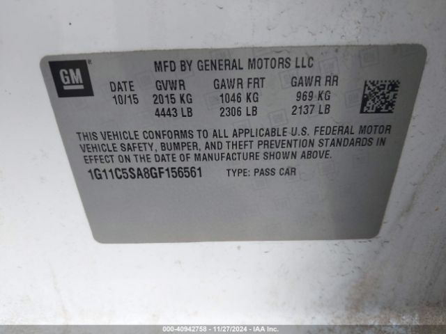 1G11C5SA8GF156561 Chevrolet Malibu Limited Lt
