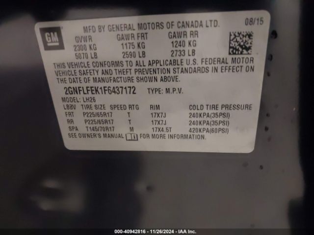2GNFLFEK1F6437172 Chevrolet EQUINOX 1LT