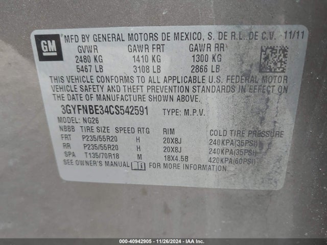 2012 CADILLAC SRX 3GYFNBE34CS542591 Photo 8