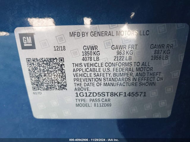 Chevrolet MALIBU LT 2019 1G1ZD5ST8KF145571 Image 9