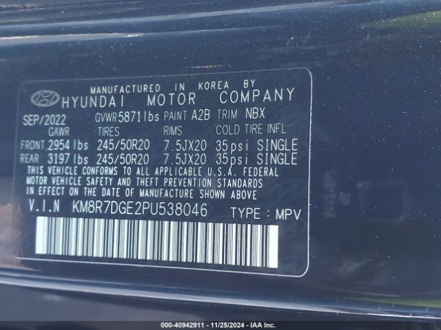 KM8R7DGE2PU538046 Hyundai Palisade Calligraphy
