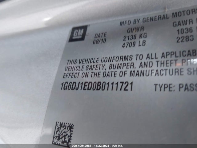 2011 CADILLAC CTS 1G6DJ1ED0B0111721 Photo 8