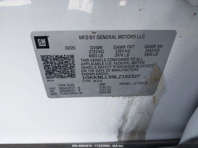 1GKKNLLS6LZ192327 GMC Acadia Awd At4