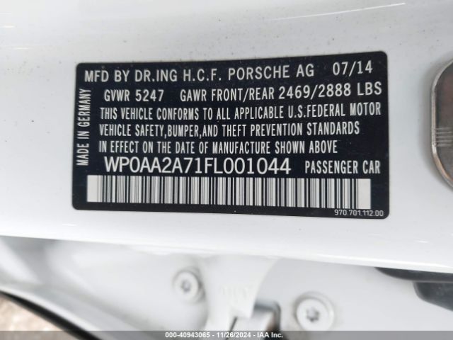 WP0AA2A71FL001044 Porsche PANAMERA 4