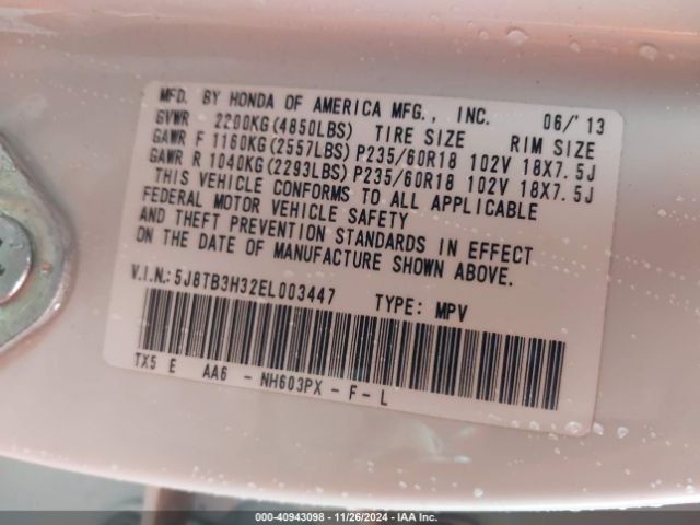 5J8TB3H32EL003447 Acura RDX