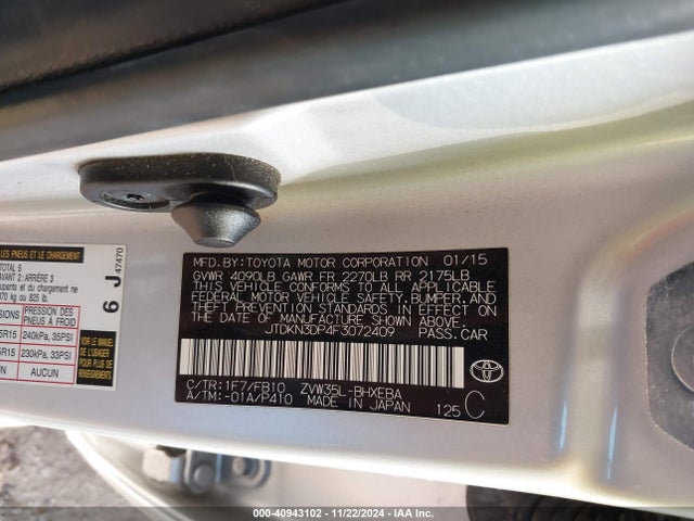JTDKN3DP4F3072409 Toyota PRIUS PLUG-IN