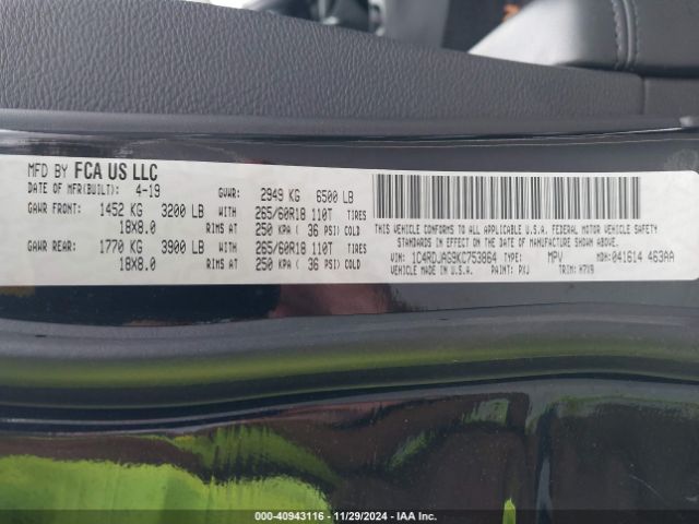 2019 DODGE DURANGO 1C4RDJAG9KC753864 Photo 8