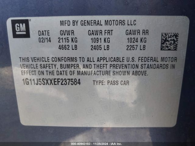 1G11J5SXXEF237584 Chevrolet Malibu 2lz