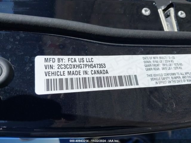 2C3CDXHG7PH547353 Dodge CHARGER GT