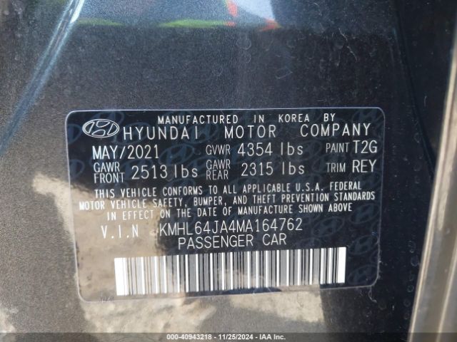 KMHL64JA4MA164762 Hyundai SONATA SEL