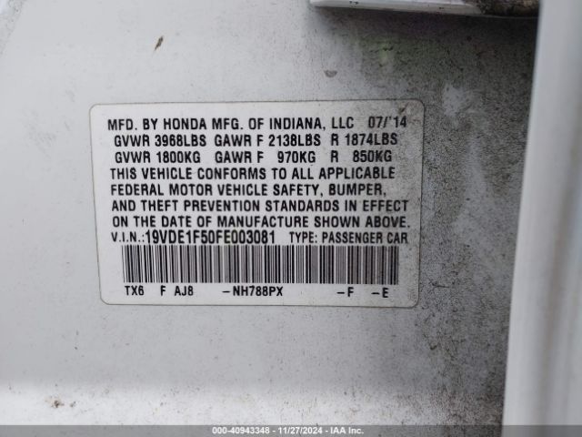 19VDE1F50FE003081 Acura Ilx 2.0l