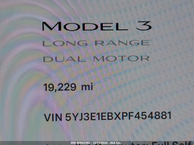 Tesla Model 3 Long Range Dual Motor All-wheel Drive 2023 5YJ3E1EBXPF454881 Image 15