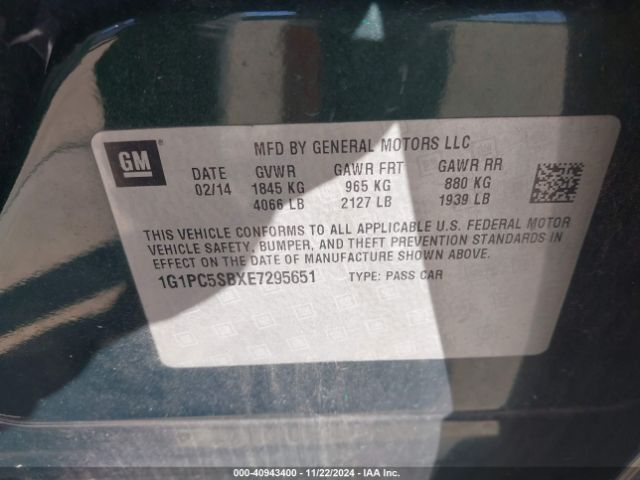 1G1PC5SBXE7295651 Chevrolet Cruze 1lt Auto