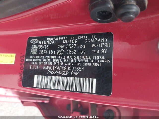 Hyundai ACCENT SE 2016 KMHCT4AEXGU091654 Image 9