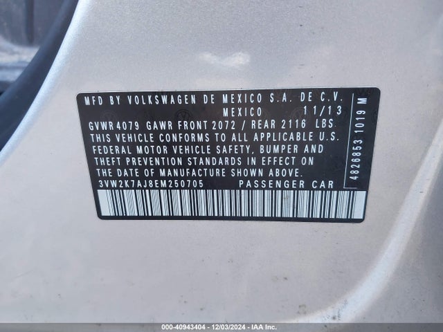Volkswagen Jetta 2.0l S 2014 3VW2K7AJ8EM250705 Image 9