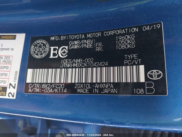 Toyota C-HR XLE 2019 JTNKHMBX2K1042424 Image 9