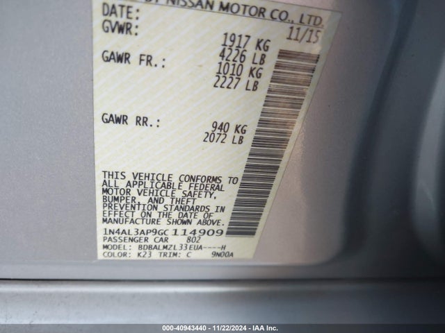 Nissan Altima 2016 1N4AL3AP9GC114909 Image 21