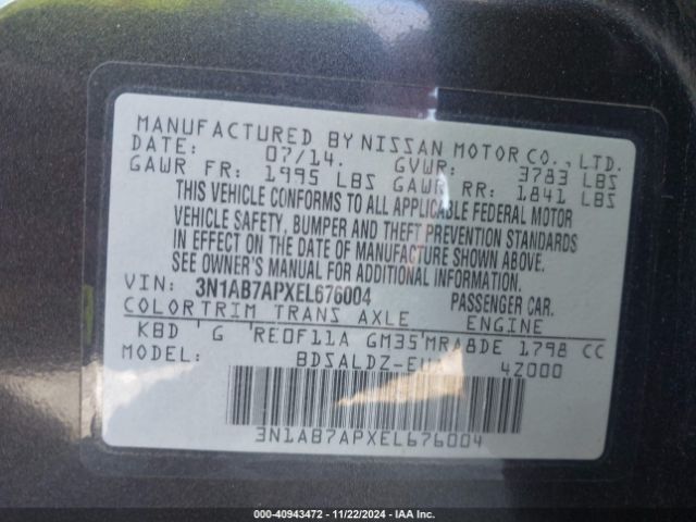 3N1AB7APXEL676004 Nissan SENTRA SV