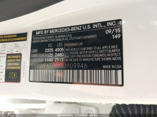 55SWF6EB0GU109946 Mercedes-Benz C 450 Amg 4matic