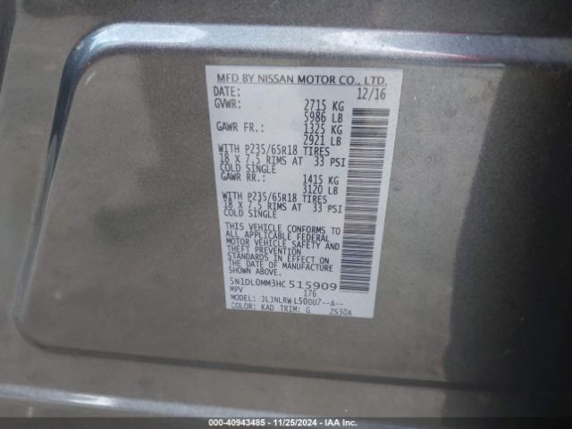 5N1DL0MM3HC515909 Infiniti QX60