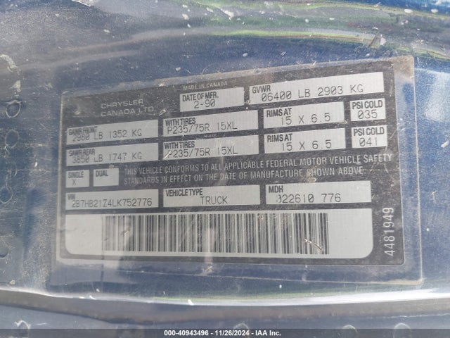 1990 DODGE RAM VAN 2B7HB21Z4LK752776 Photo 8