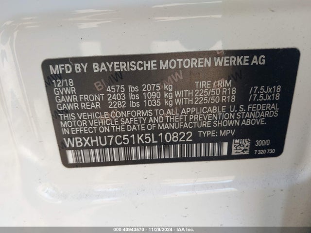 WBXHU7C51K5L10822 BMW X1 Sdrive28i